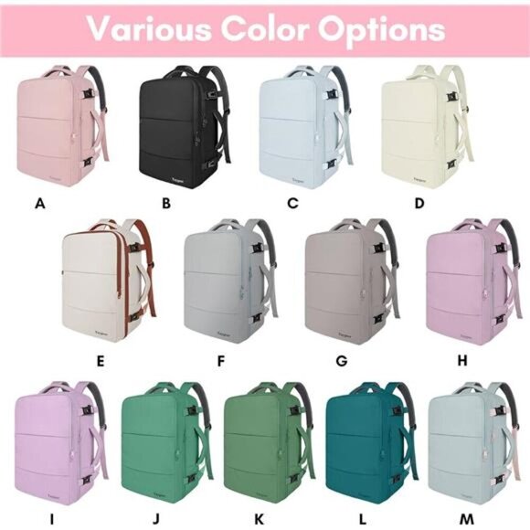 Pink Travel Backpack USB Laptop Bag Carry On Weekender Work Nurse Hiking Pack - Picture 2 of 7